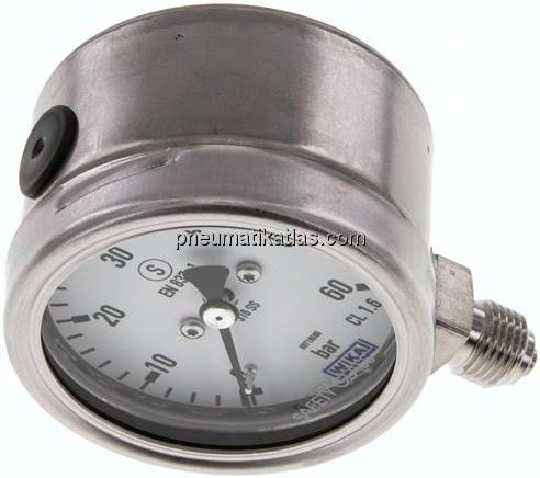 Sicherheits-Manometer senkrecht, 63mm, 0 - 60 bar