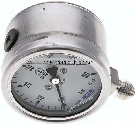 Gly.-Sicherheits-Manometer senkrecht,63mm, 0 - 60 bar