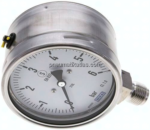 Sicherheits-Manometer senkrecht, 100mm, 0 - 6 bar