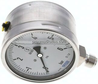 Gly.-Sicherheits-Manometer senkrecht,100mm, 0 - 6 bar