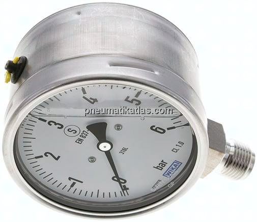 Gly.-Sicherheits-Manometer senkrecht,100mm, 0 - 6 bar