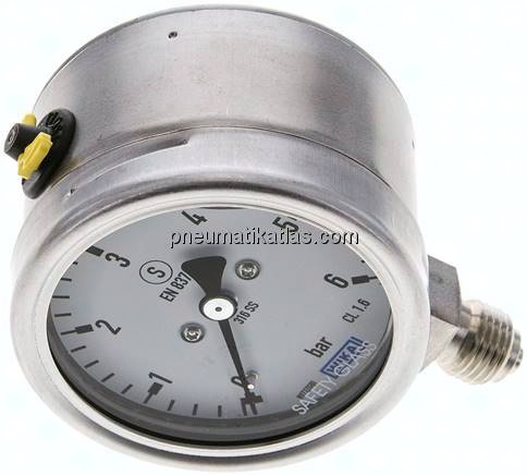 Gly.-Sicherheits-Manometer senkrecht,63mm, 0 - 6 bar