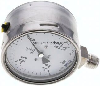Sicherheits-Manometer senkrecht, 100mm, -1 bis 0,6 bar