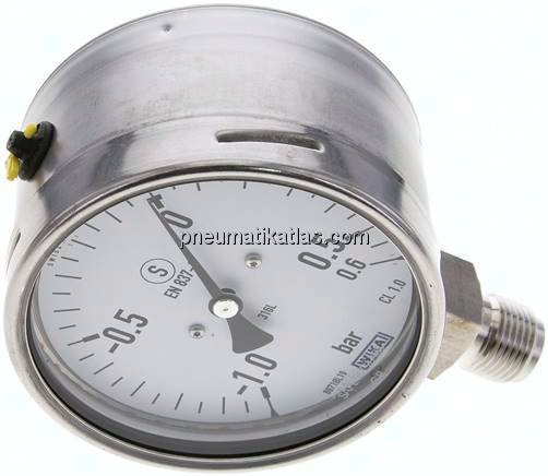 Sicherheits-Manometer senkrecht, 100mm, -1 bis 0,6 bar