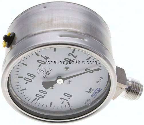 Sicherheits-Manometer senkrecht, 100mm, -1 bis 0 bar
