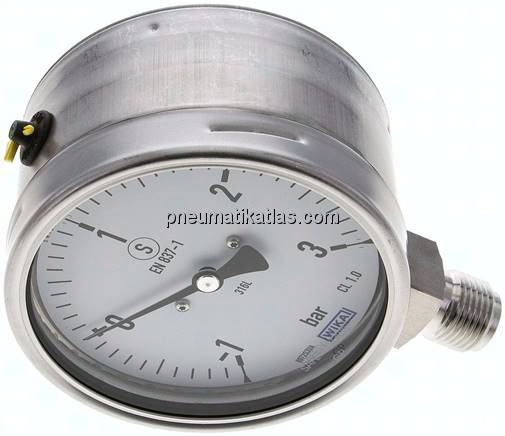 Sicherheits-Manometer senkrecht, 100mm, -1 bis 3 bar