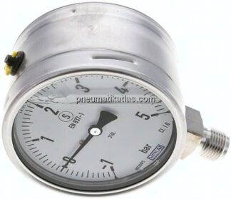 Gly.-Sicherheits-Manometer senkrecht,100mm, -1 bis 5 bar