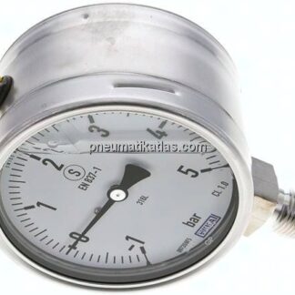 Gly.-Sicherheits-Manometer senkrecht,100mm, -1 bis 5 bar