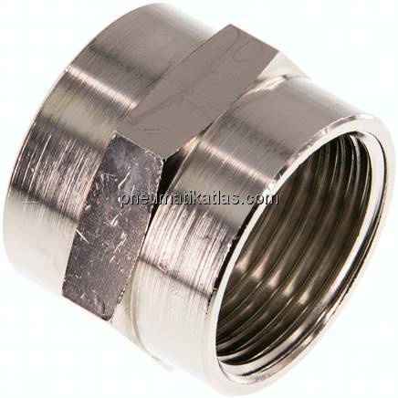 Muffe G 1"-G 1", Messing vernickelt
