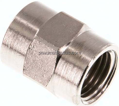 Muffe G 1/4"-G 1/4", Messing vernickelt