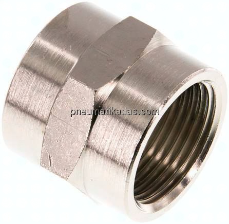 Muffe G 3/4"-G 3/4", Messing vernickelt