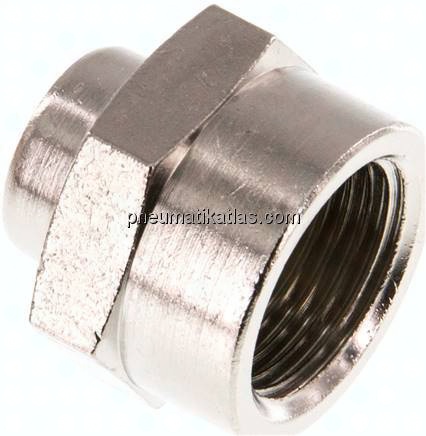 Muffe G 3/8"-G 1/8", Messing vernickelt