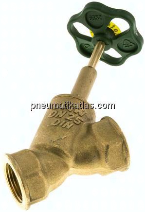 Schrägsitz-Absperrventil, Rp 1", PN 10, Messing, DVGW