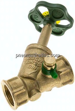 Schrägsitz-Absperrventil, Rp 1", PN 10, Messing, DVGW