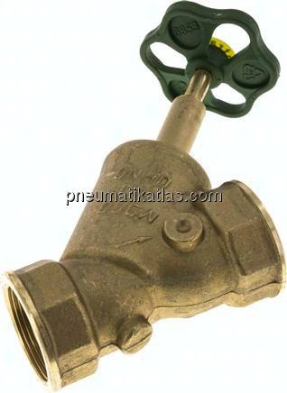 Schrägsitz-Absperrventil, Rp 1-1/2", PN 10, Messing, DVGW