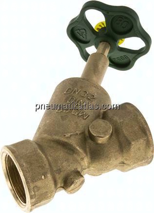 Schrägsitz-Absperrventil, Rp 1-1/4", PN 10, Messing, DVGW