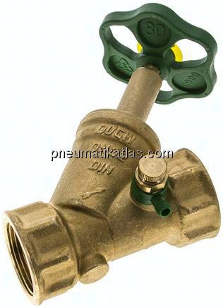 Schrägsitz-Absperrventil, Rp 1-1/4", PN 10, Messing, DVGW