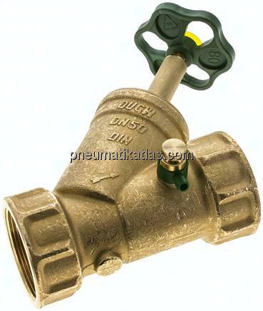 Schrägsitz-Absperrventil, Rp 2", PN 10, Messing, DVGW