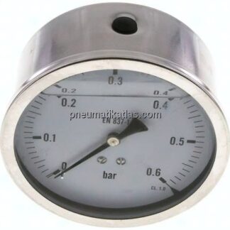 Glycerin-Manometer waagerecht (CrNi/Ms),100mm, 0 - 0,6bar