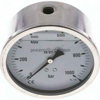 Glycerin-Manometer waagerecht (CrNi/Ms),100mm, 0 - 1000bar