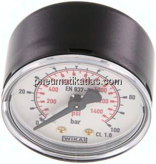 Manometer waagerecht (ST/Ms), 50mm, 0 - 100 bar, G 1/4"