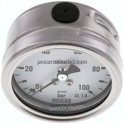 Chemie-Manometer waagerecht, 63mm, 0 - 100 bar