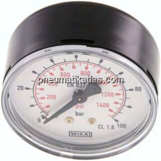 Manometer waagerecht (ST/Ms), 63mm, 0 - 100 bar, G 1/4"