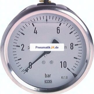Glycerin-Manometer waagerecht (CrNi/Ms),100mm, -1 bis 1,5bar