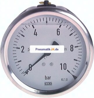 Glycerin-Manometer waagerecht (CrNi/Ms),100mm, -1 bis 1,5bar