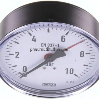 Manometer waagerecht, 100mm, 0 - 10 bar