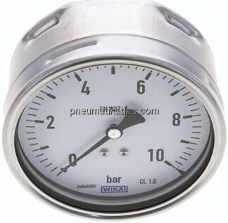 Manometer waagerecht (CrNi/Ms), 100mm, 0 - 10 bar