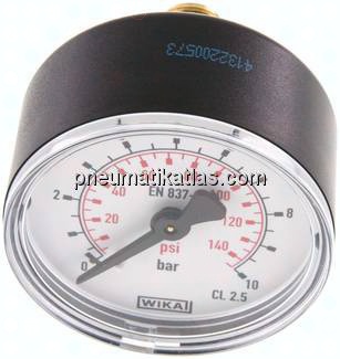 Manometer waagerecht (KU/Ms), 50mm, 0 - 10 bar, G 1/4"