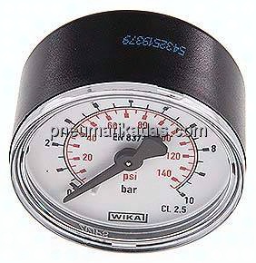 Manometer waagerecht (KU/Ms), 50mm, 0 - 10 bar, G 1/8"