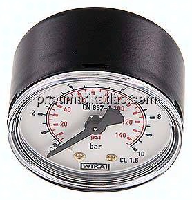 Manometer waagerecht (ST/Ms), 50mm, 0 - 10 bar, G 1/8"