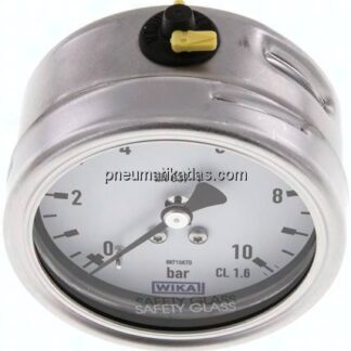 Chemie-Manometer waagerecht, 63mm, 0 - 10 bar