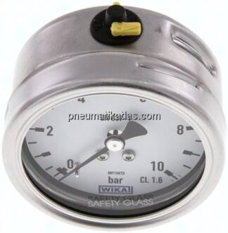 Chemie-Manometer waagerecht, 63mm, 0 - 10 bar