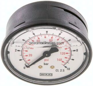 Glycerin-Manometer waagerecht (KU/Ms), 63mm, 0 - 10 bar