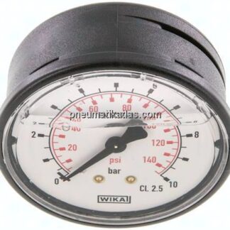 Glycerin-Manometer waagerecht (KU/Ms), 63mm, 0 - 10 bar