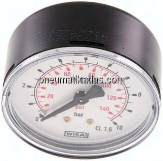 Manometer waagerecht (ST/Ms), 63mm, 0 - 10 bar, G 1/4"