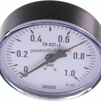 Manometer waagerecht, 100mm, 0 - 1 bar