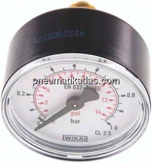 Manometer waagerecht (KU/Ms), 50mm, 0 - 1 bar, G 1/4"