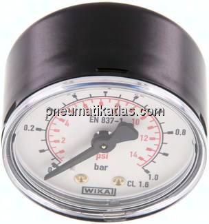 Manometer waagerecht (ST/Ms), 50mm, 0 - 1 bar, G 1/4"
