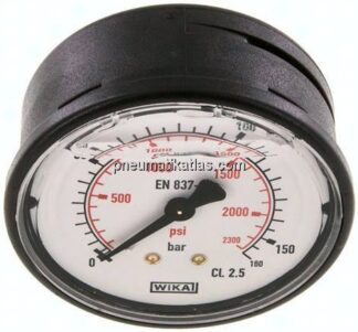Glycerin-Manometer waagerecht (KU/Ms), 63mm, 0 - 160 bar