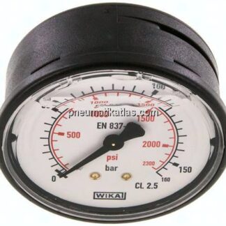 Glycerin-Manometer waagerecht (KU/Ms), 63mm, 0 - 160 bar
