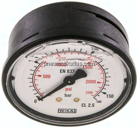 Glycerin-Manometer waagerecht (KU/Ms), 63mm, 0 - 160 bar