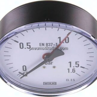 Manometer waagerecht, 100mm, 0 - 1,6 bar