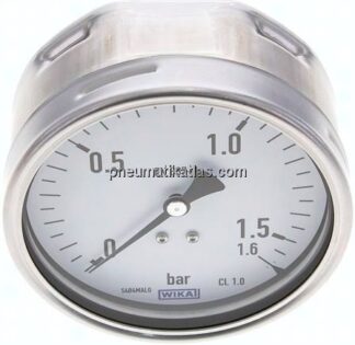 Manometer waagerecht (CrNi/Ms), 100mm, 0 - 1,6 bar