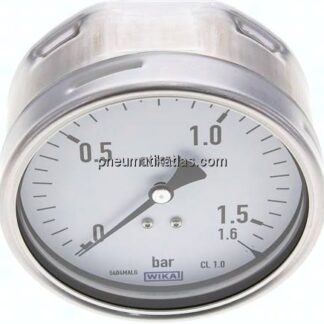 Manometer waagerecht (CrNi/Ms), 100mm, 0 - 1,6 bar