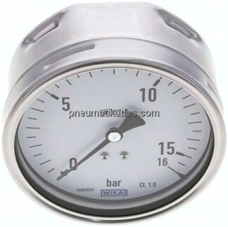 Manometer waagerecht (CrNi/Ms), 100mm, 0 - 16 bar