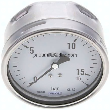 Manometer waagerecht (CrNi/Ms), 100mm, 0 - 16 bar